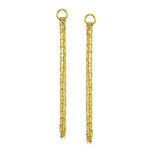 14k Yellow Gold Post Earrings with Texture Chain Dangles