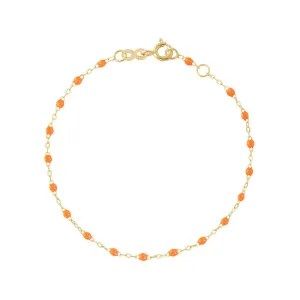 18K Gold and Neon Orange Resin Beaded Classic Bracelet