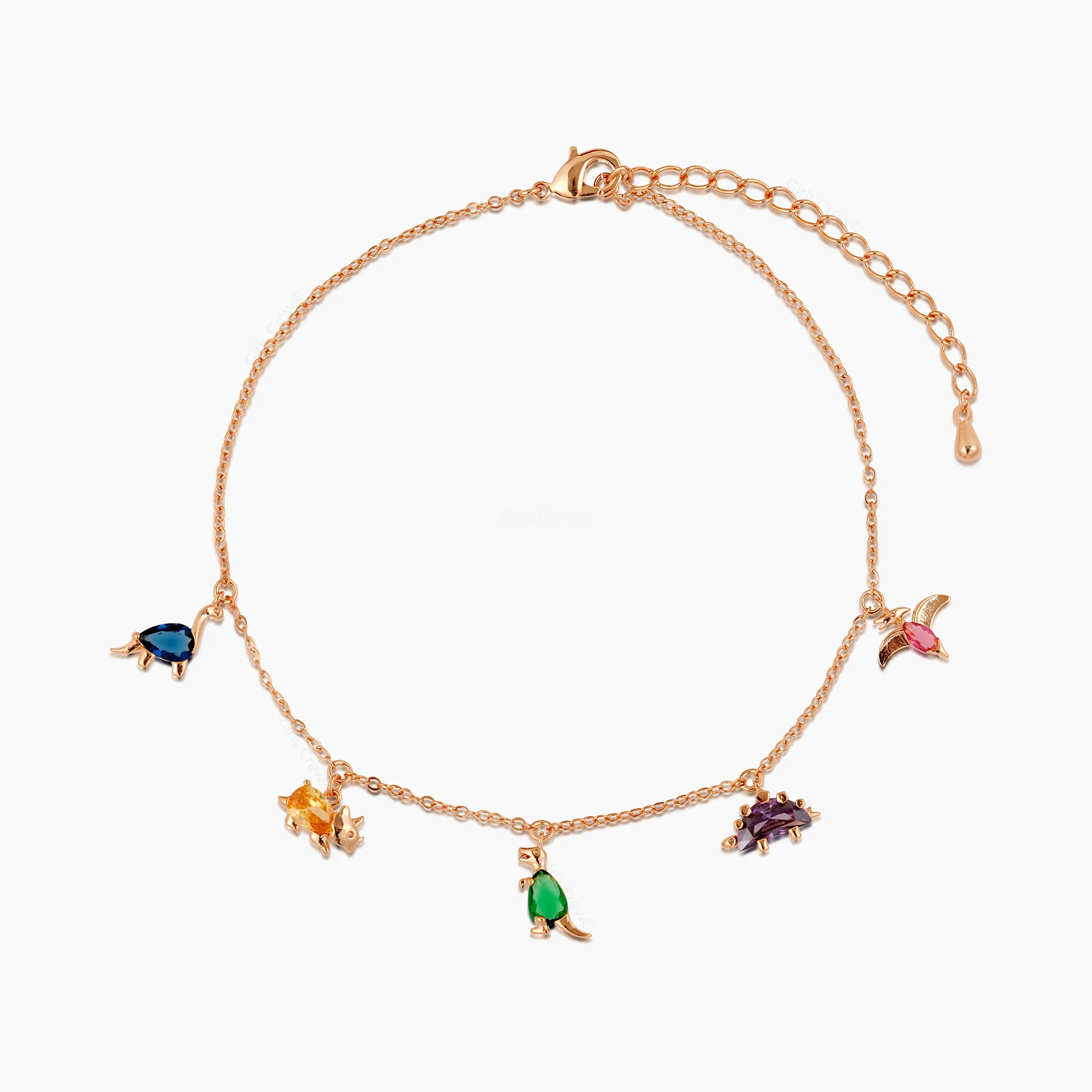 18k Gold Plated Anklet Dino Rawr Anklet