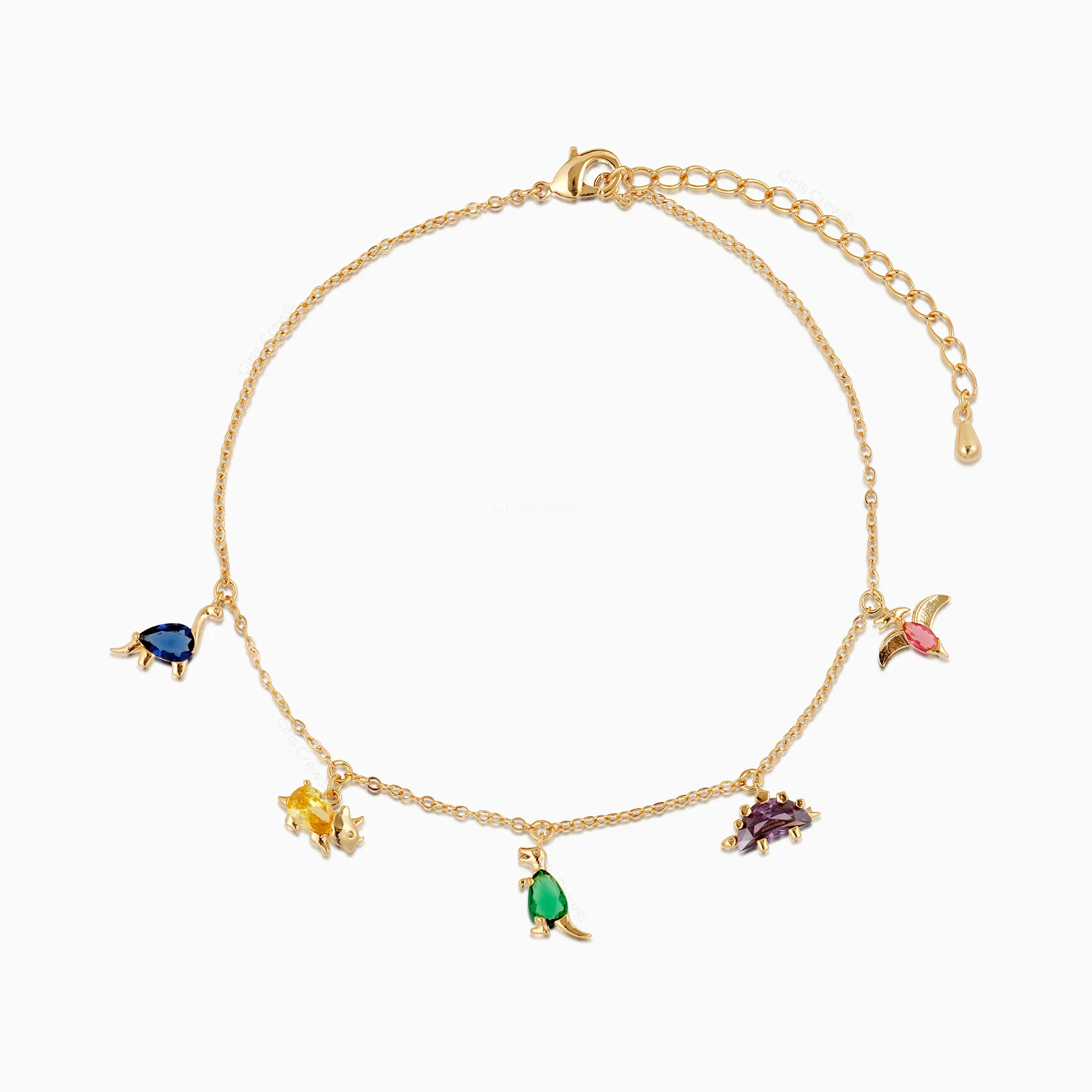 18k Gold Plated Anklet Dino Rawr Anklet