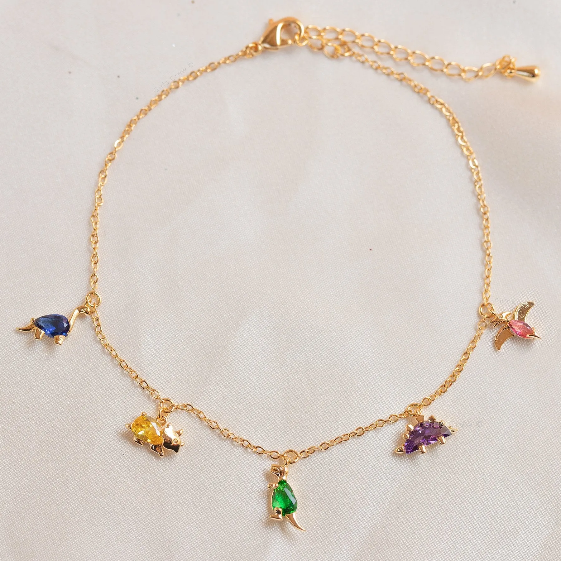 18k Gold Plated Anklet Dino Rawr Anklet