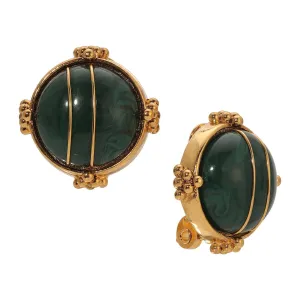 1928 Jewelry Deco Round Wired Stone Clip On Earrings