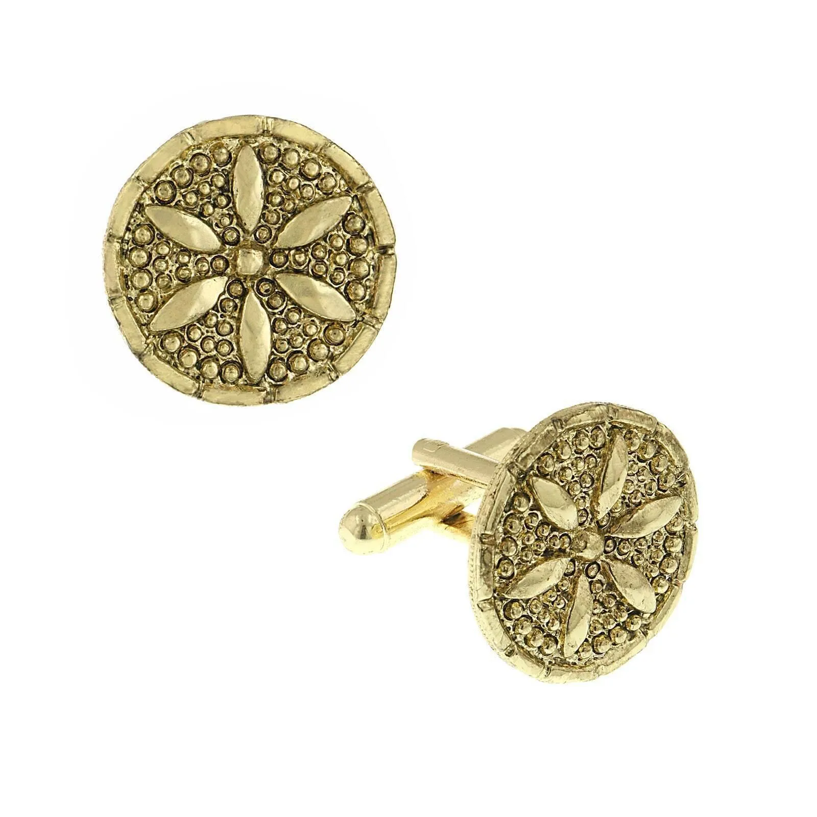 1928 Jewelry Round Sand Dollar Cufflinks