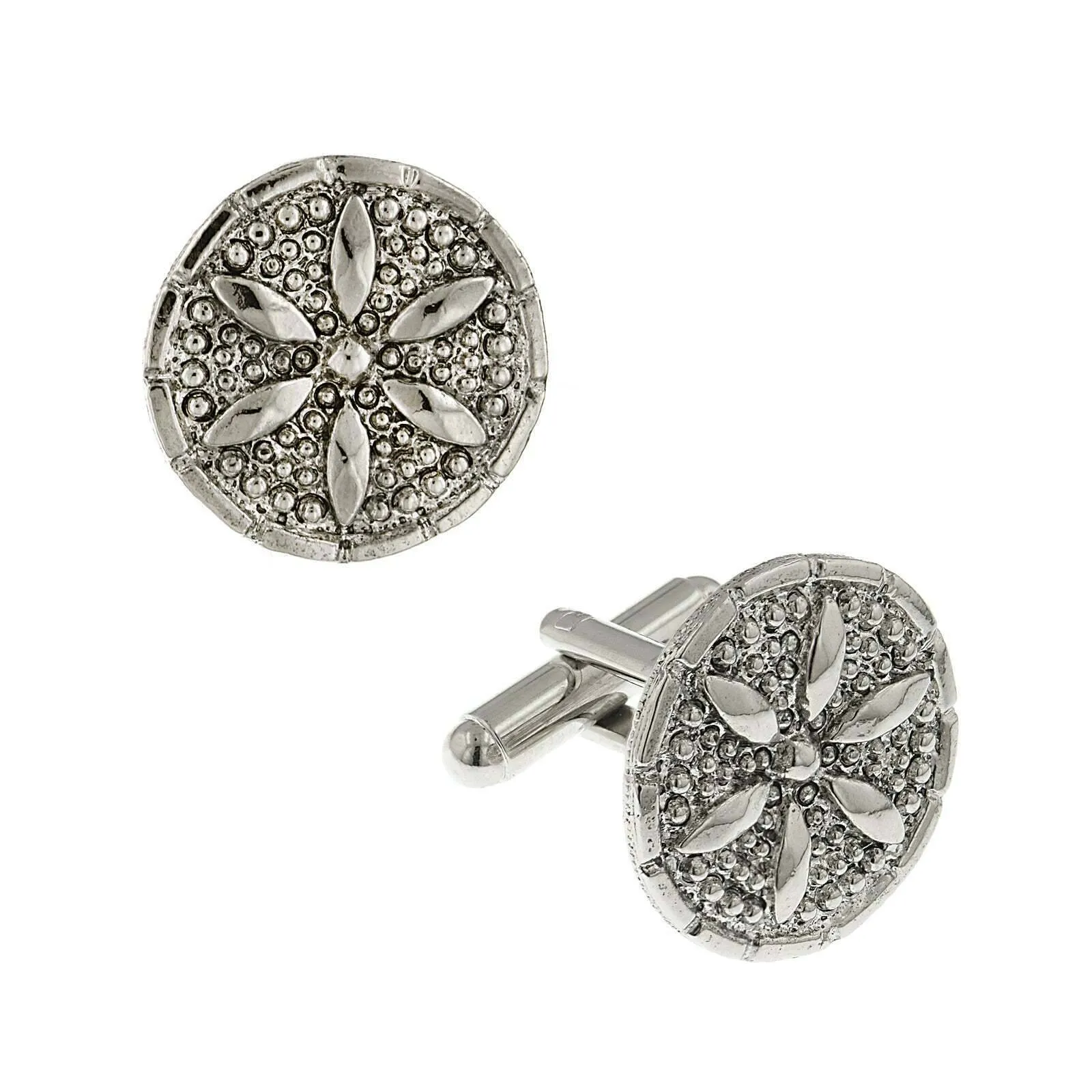 1928 Jewelry Round Sand Dollar Cufflinks