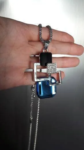 26 Designs, Geometric Crystal long Pendant Necklaces