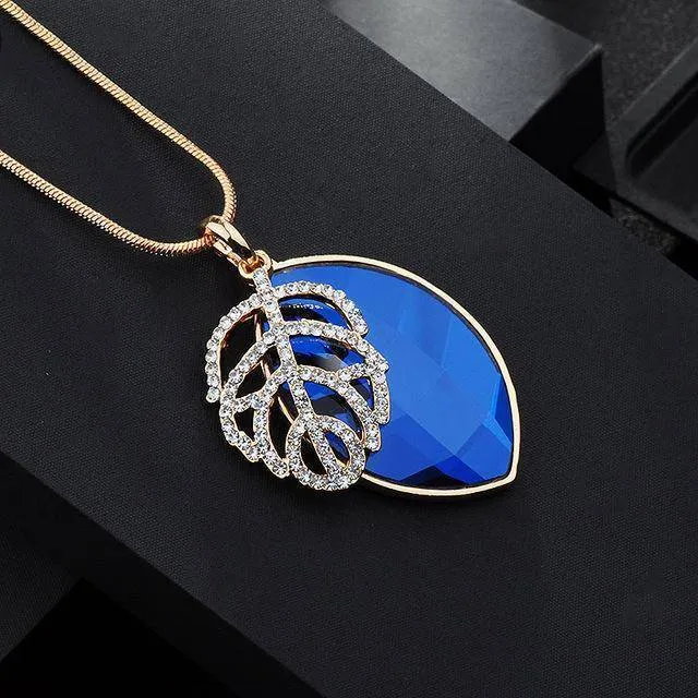 26 Designs, Geometric Crystal long Pendant Necklaces