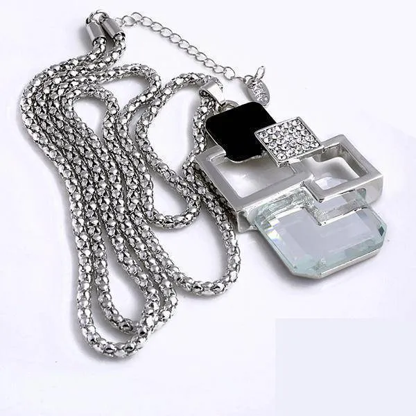 26 Designs, Geometric Crystal long Pendant Necklaces