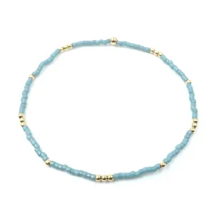 2MM NEWPORT PALE TURQUOISE BLUE   GOLD FILLED WATERPROOF BRACELET