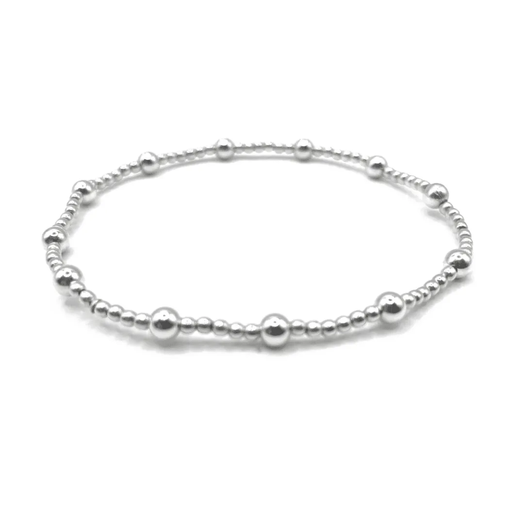 2mm Sterling Silver Waterproof Karma bracelet (with twelve 4mm)