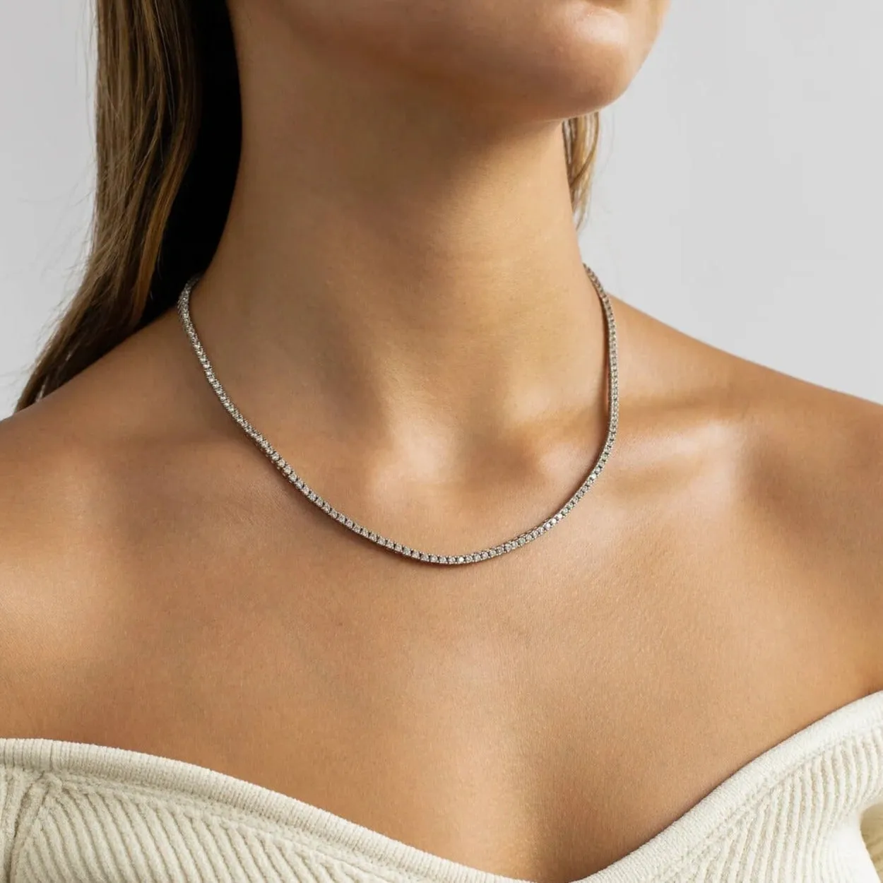 2mm/3mm/4mm Round Stone Tennis Choker Necklace