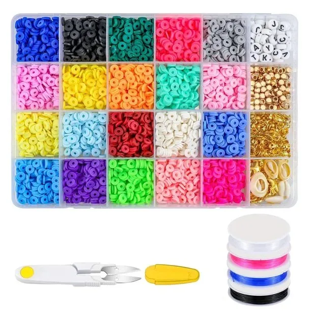 4000pcs 20 Colors Clay Bead Jewelry Kit, 6mm Beads