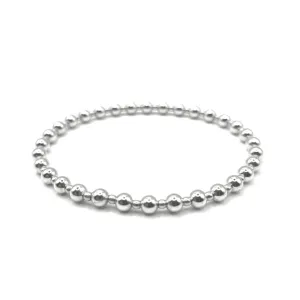 4mm 2mm 4mm Sterling Silver Waterproof Dimension Bracelet 7"