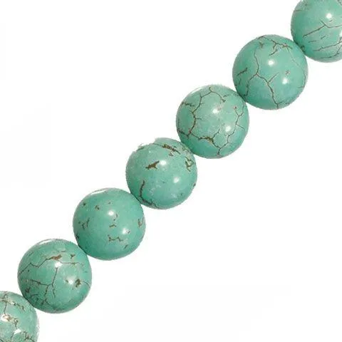 4mm Round Turquoise Magnasite Beads (Pack of 10)