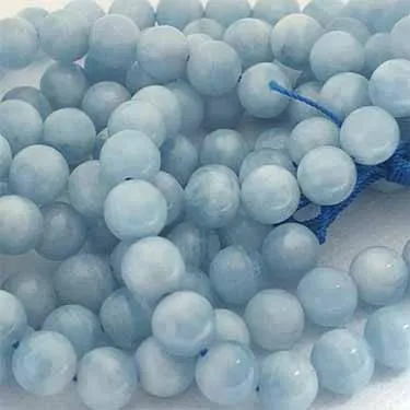 8mm Round Gemstone Beads - Aquamarine (10 Pack)