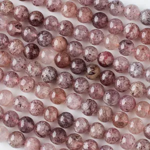 8mm Round Grade A Gemstone Beads - Strawberry Quartz (10 Pack)