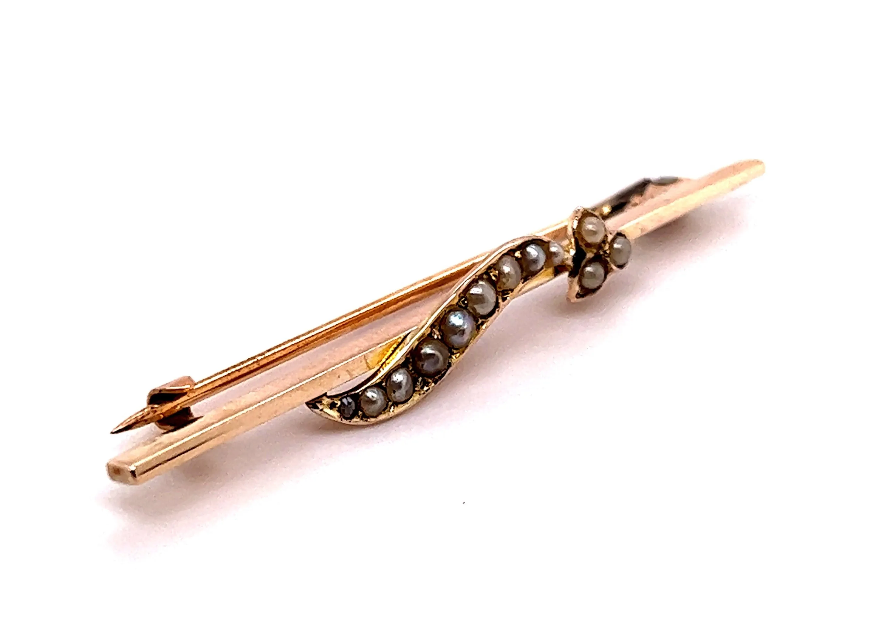 9ct Yellow Gold & Pearl Brooch