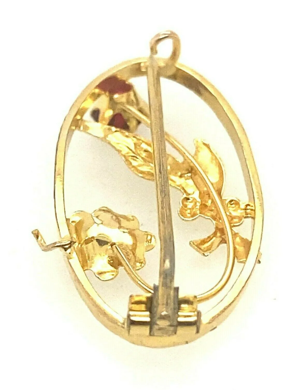 9ct Yellow Gold Garnet & Paste Brooch