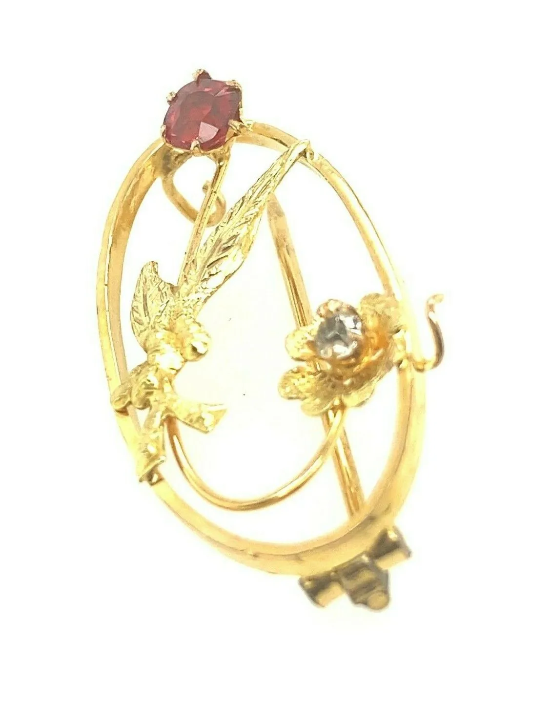 9ct Yellow Gold Garnet & Paste Brooch