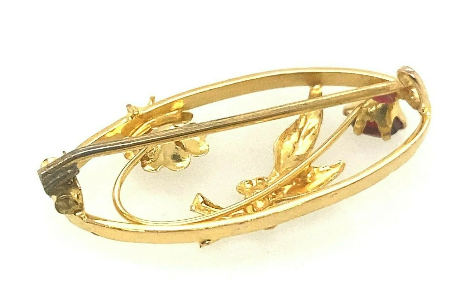 9ct Yellow Gold Garnet & Paste Brooch