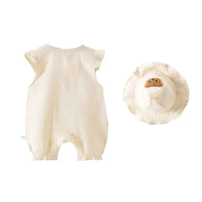 Baby Linen Rompers & Matching hats