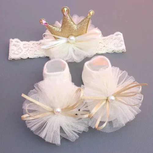 Baby Socks: Baby Headband Sock Set, Soft and Comfortable Headband, Baby Crown