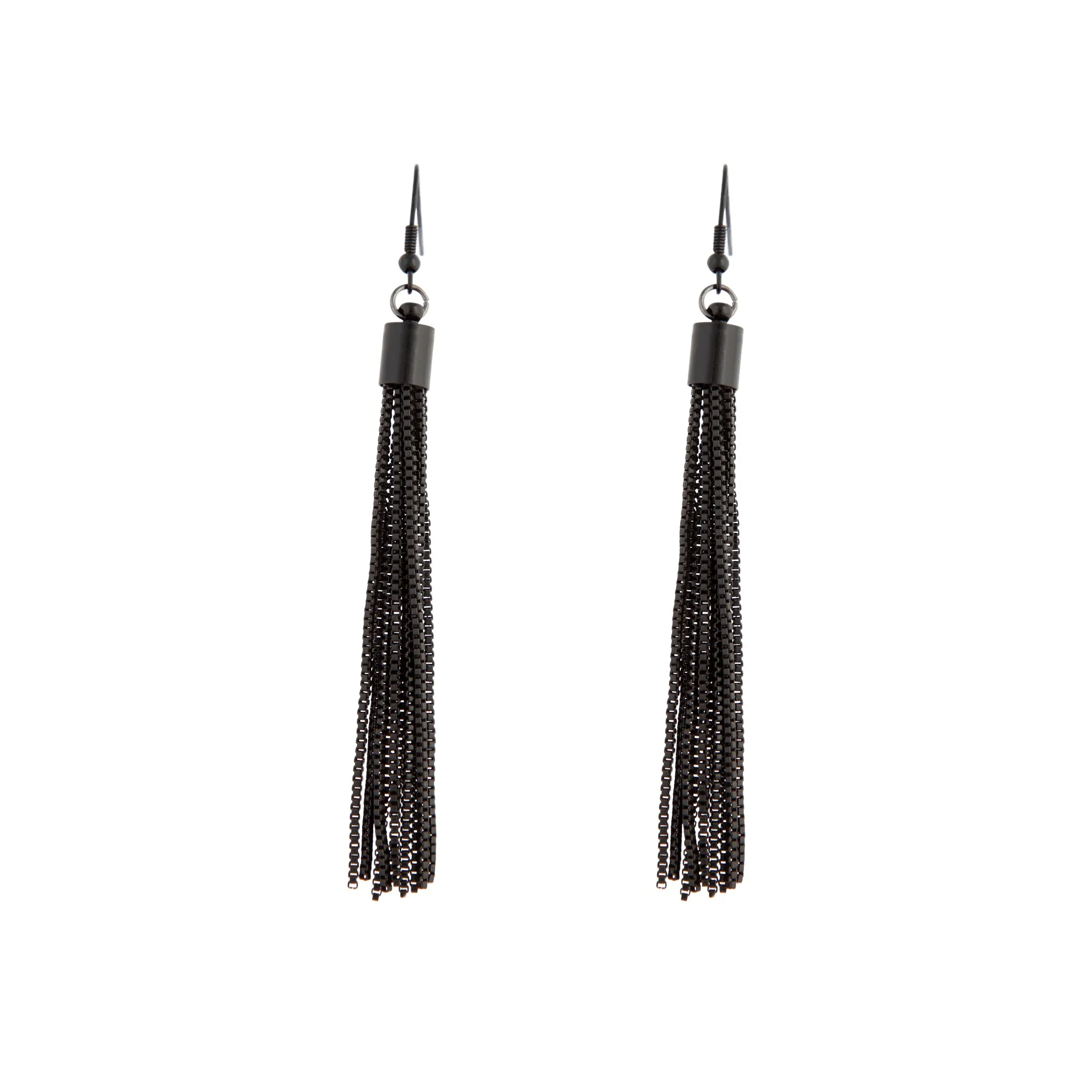 Black Tassel Chain Earrings