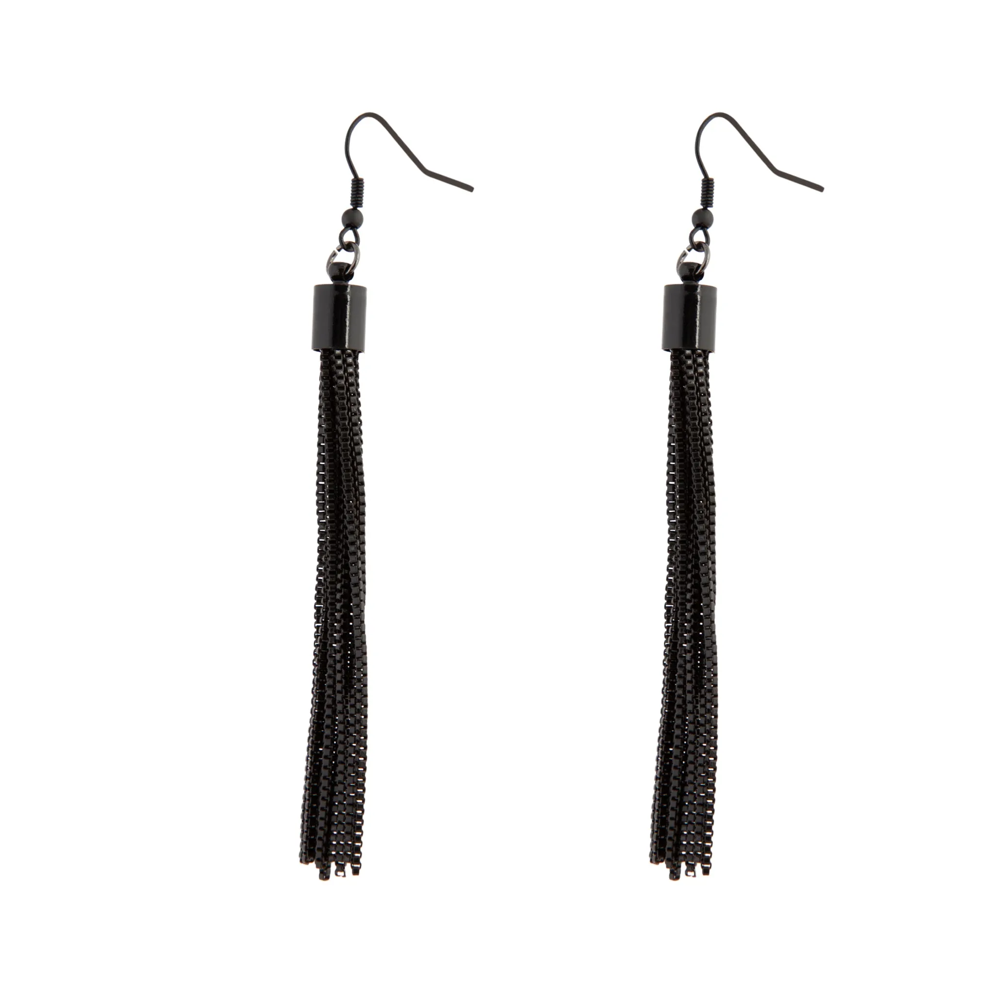 Black Tassel Chain Earrings