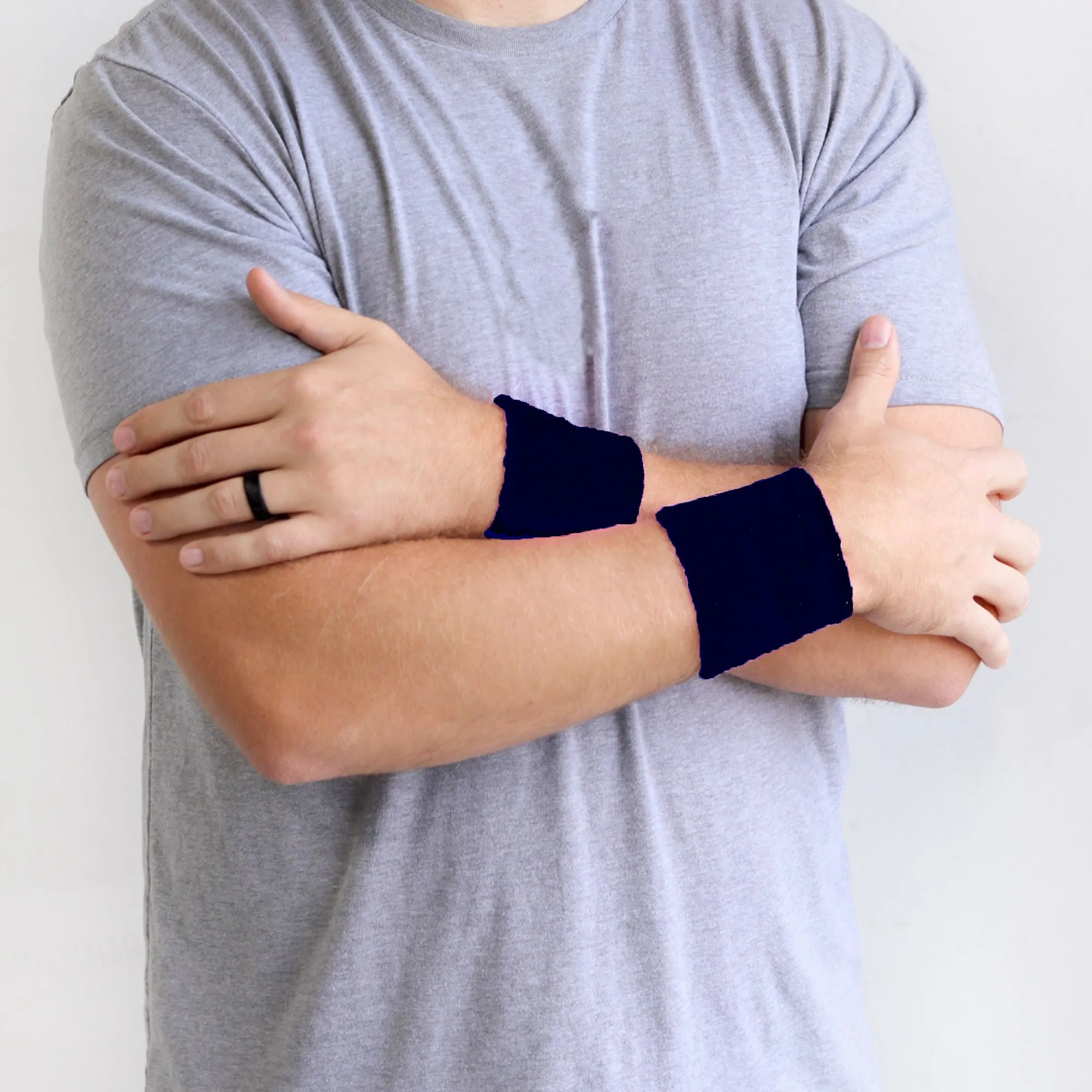 Black Wrist Sweatbands - 6 Pack