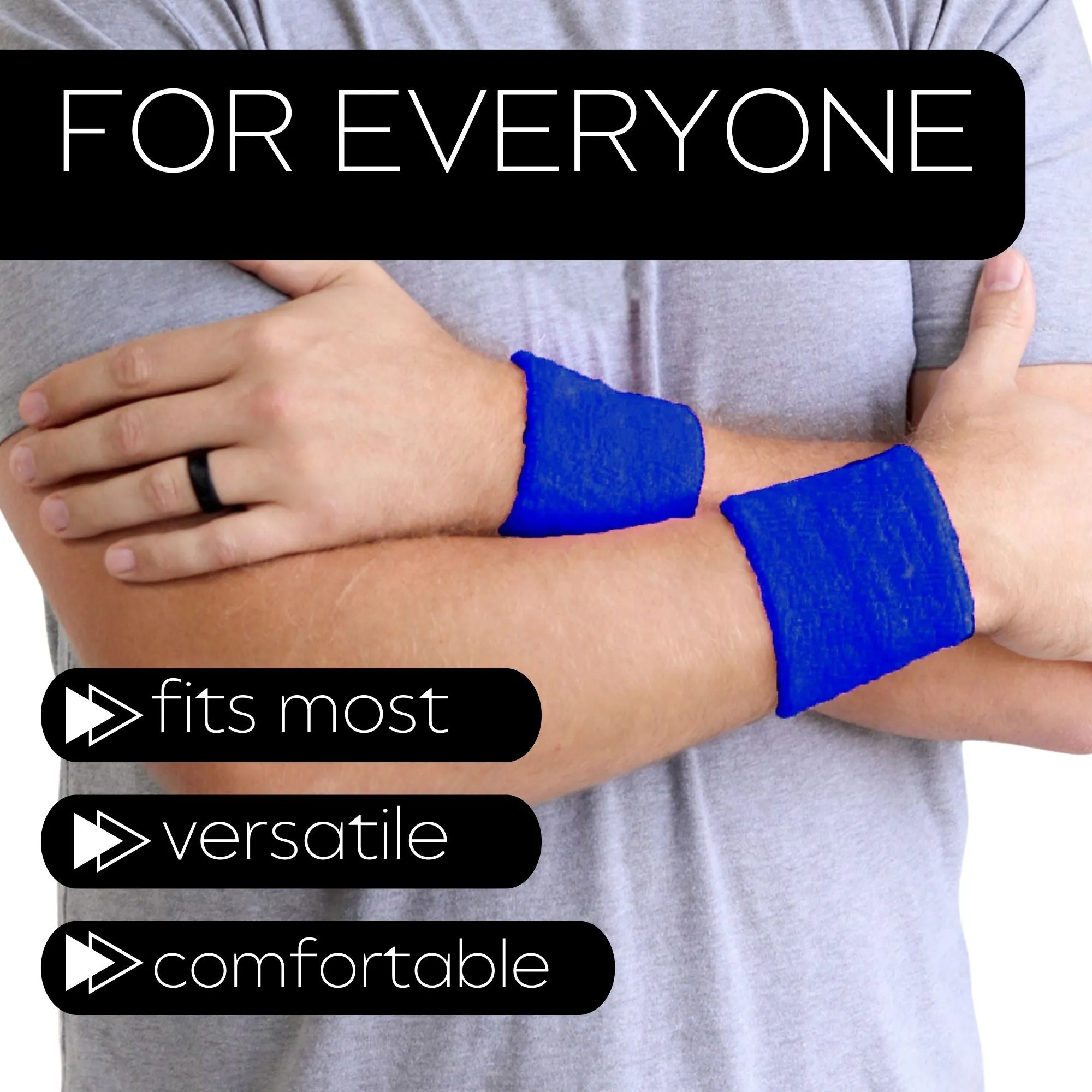 Blue Wrist Sweatbands - 6 Pack