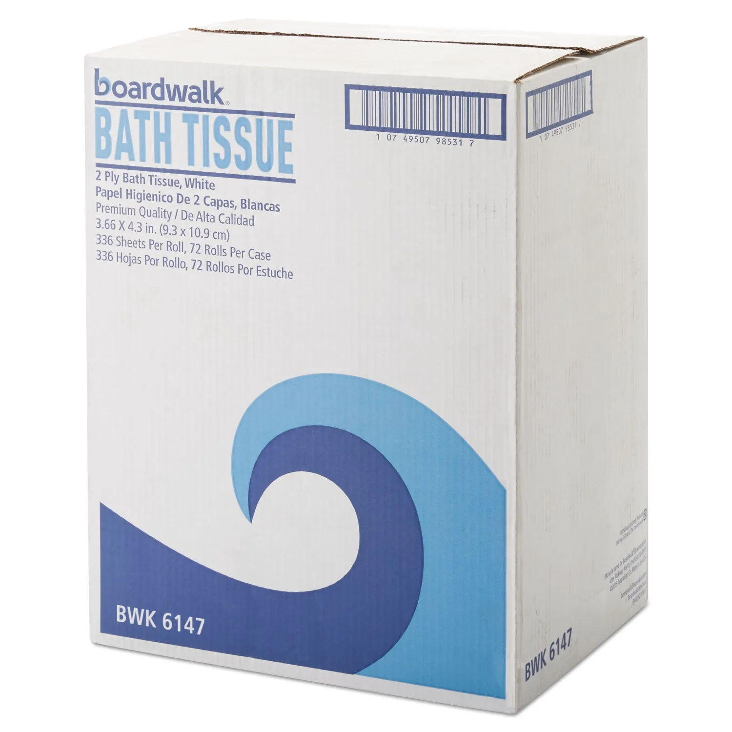 Boardwalk Office Packs Toilet Tissue, Septic Safe, 2-Ply, White, 4 X 4, 300 Sheets/Roll, 72 Rolls/Carton - BWK6147