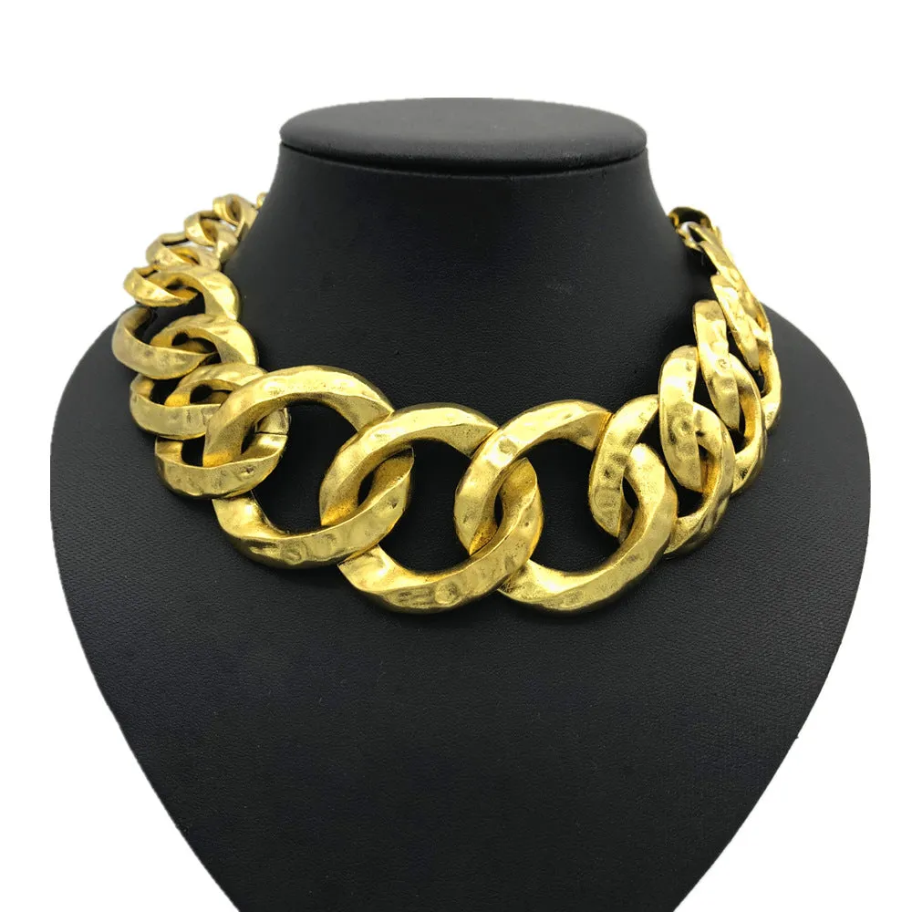 Bold Alloy Chain Necklace - Exotic Nightclub and Punk Style Jewelry from European and American Markets.