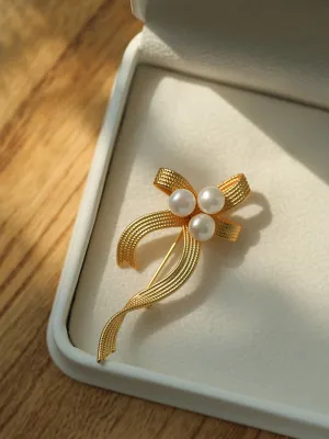 Bow Freshwater Pearl Brooches