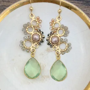 Bubble Earrings with Bezeled Gem