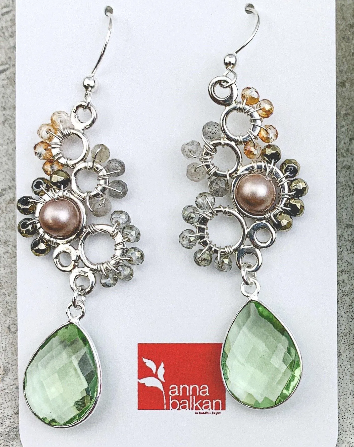 Bubble Earrings with Bezeled Gem