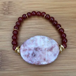 Carnelian and Marble Beaded Bracelet