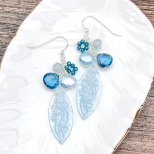 Carved Aquamarine Blues Earrings