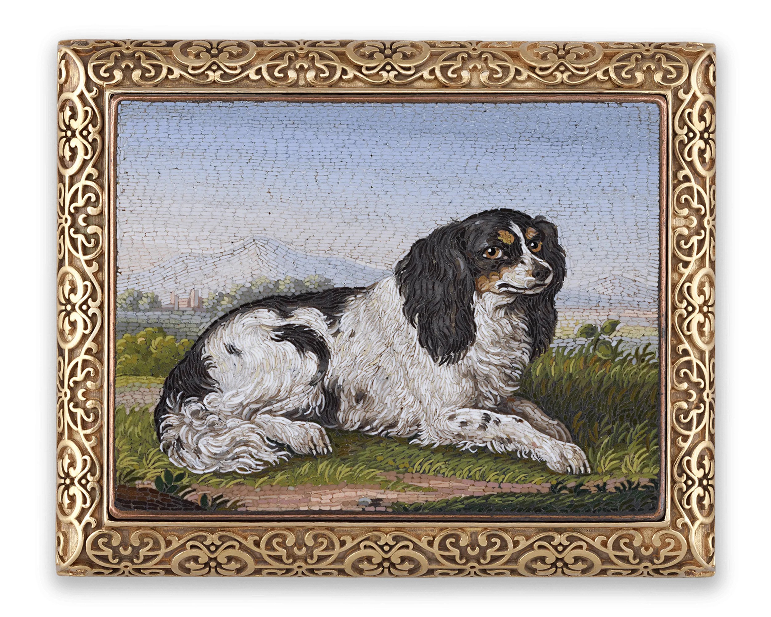 Cavalier King Charles Spaniel Micromosaic Brooch