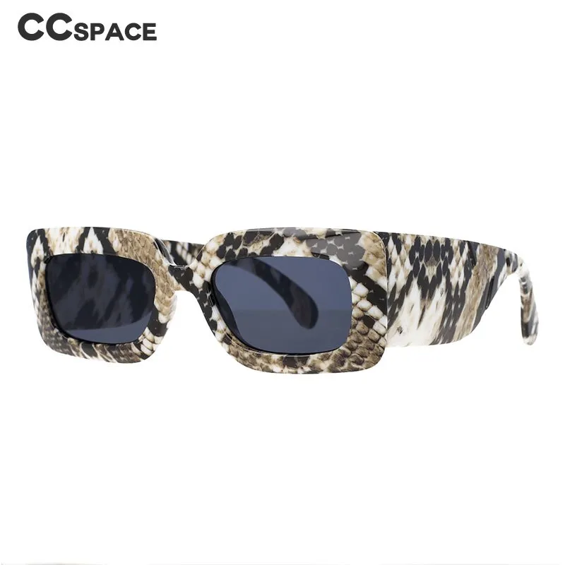 CCspace Women's Full Rim Rectangle Resin Snake Skin Python Frame Sunglasses 53026