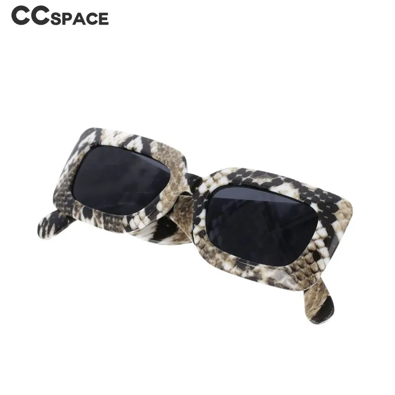 CCspace Women's Full Rim Rectangle Resin Snake Skin Python Frame Sunglasses 53026