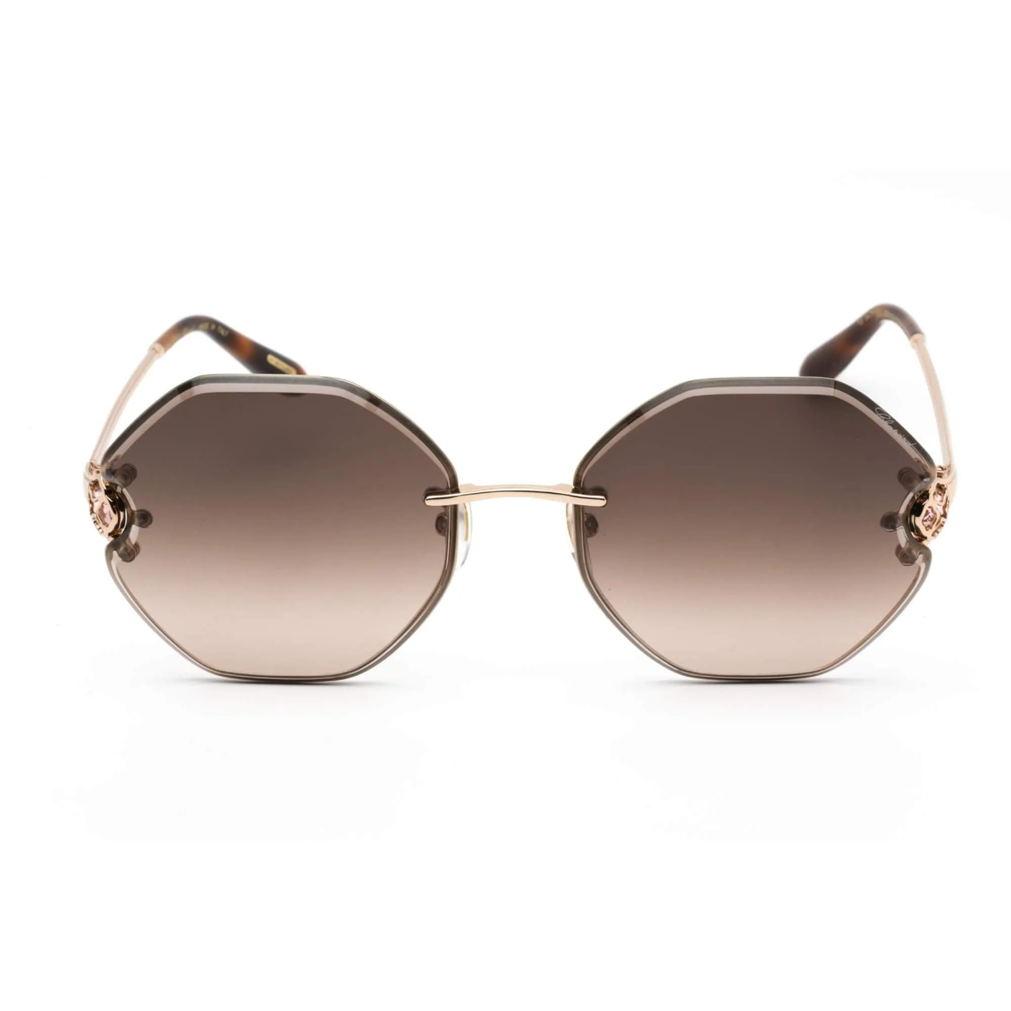 Chopard Unisex Sunglasses - Full Rim Shiny Copper Gold/Black/Havana Metal SCHF85S 08FC