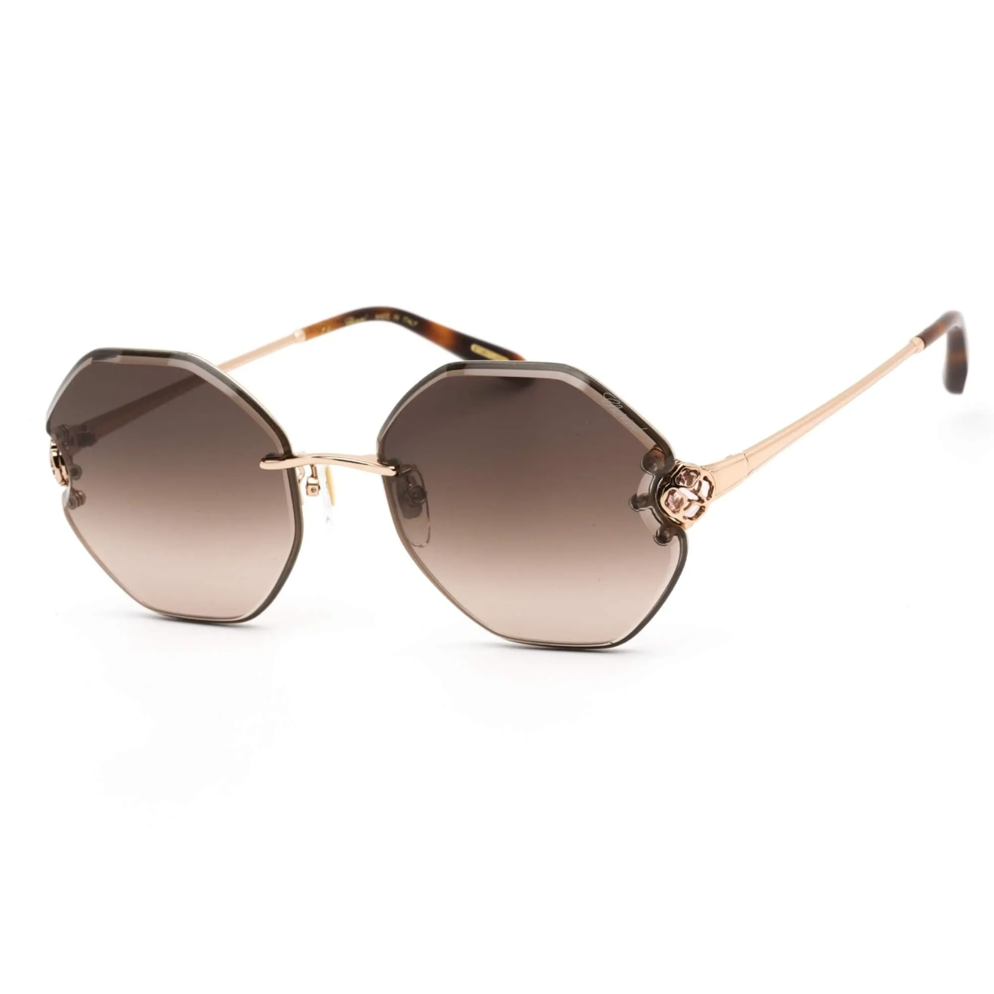 Chopard Unisex Sunglasses - Full Rim Shiny Copper Gold/Black/Havana Metal SCHF85S 08FC