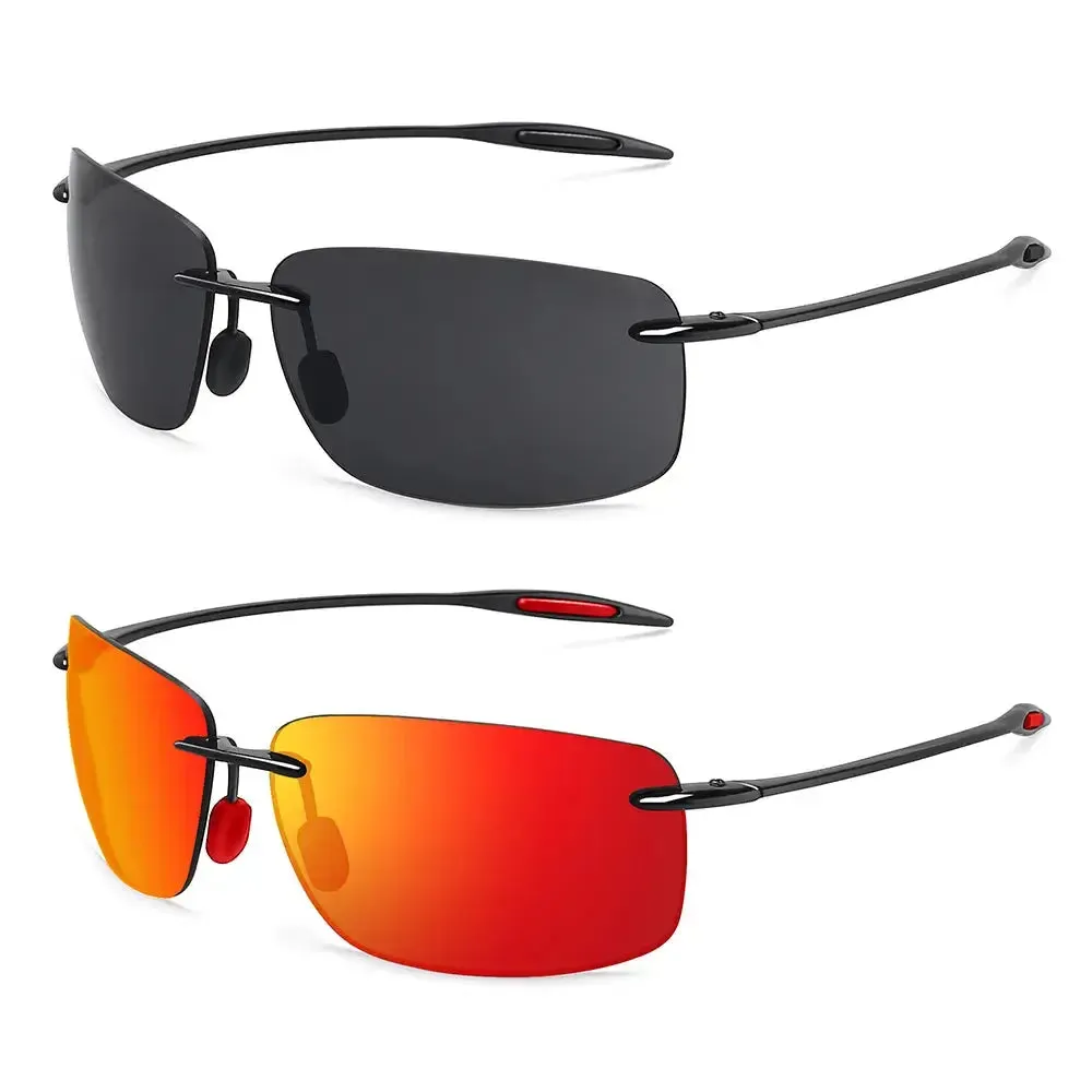 Classic Sports Rimless Sunglasses Men Women Male Driving Golf Rectangle Ultralight Frame Sun Glasses UV400  De Sol