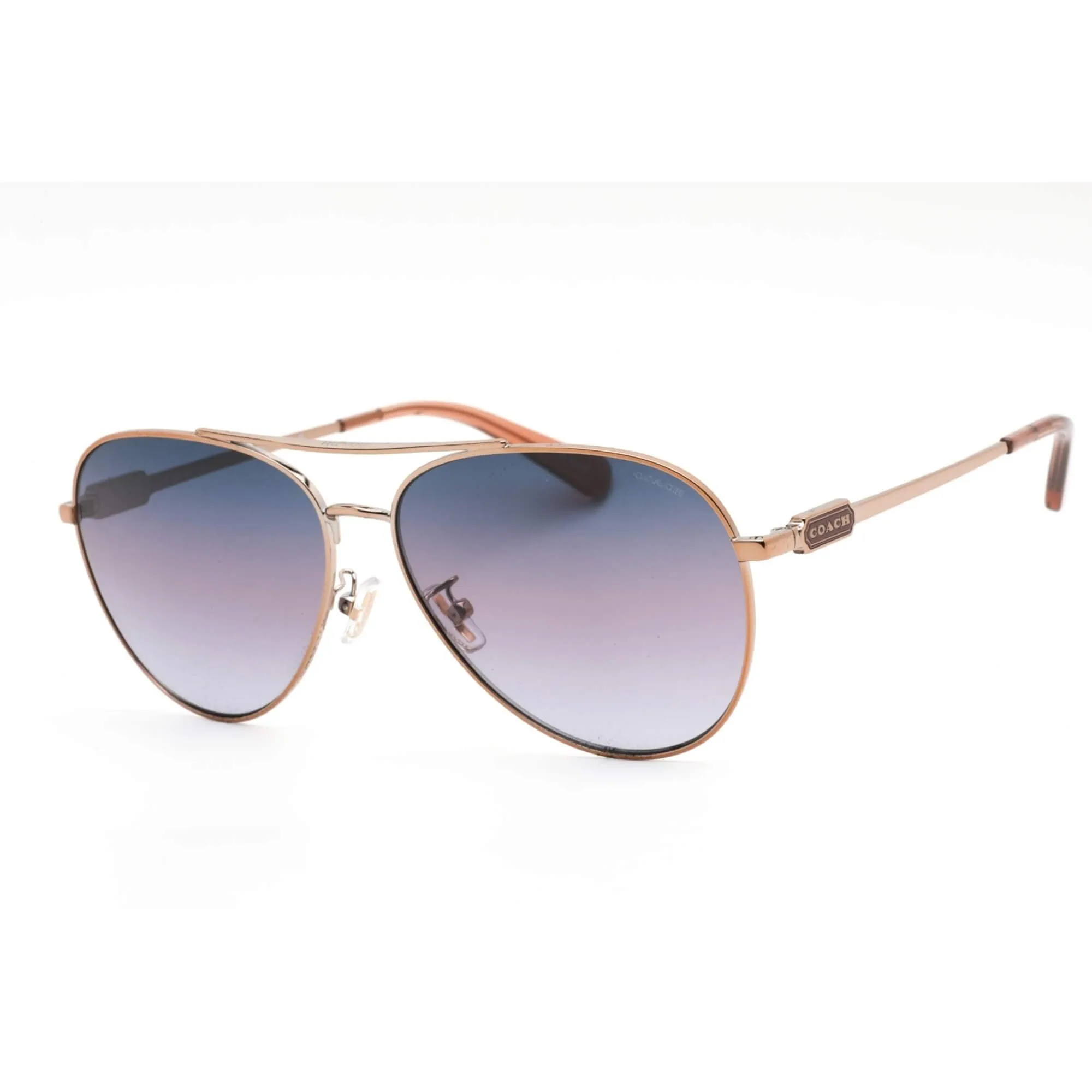 Coach Women's Sunglasses - Shiny Rose Gold Aviator Shaped Metal Frame 0HC7140 93318H