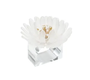 Cosmos Napkin Ring in White & Gold Set of 4 in a Gift Box by Kim Seybert