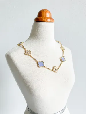 Cubic Zirconia and Agate Quatrefoil Choker in Gold