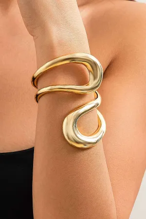 Cut-Out Asymmetrical Bracelet – Gold, Silver, and Two-Tone