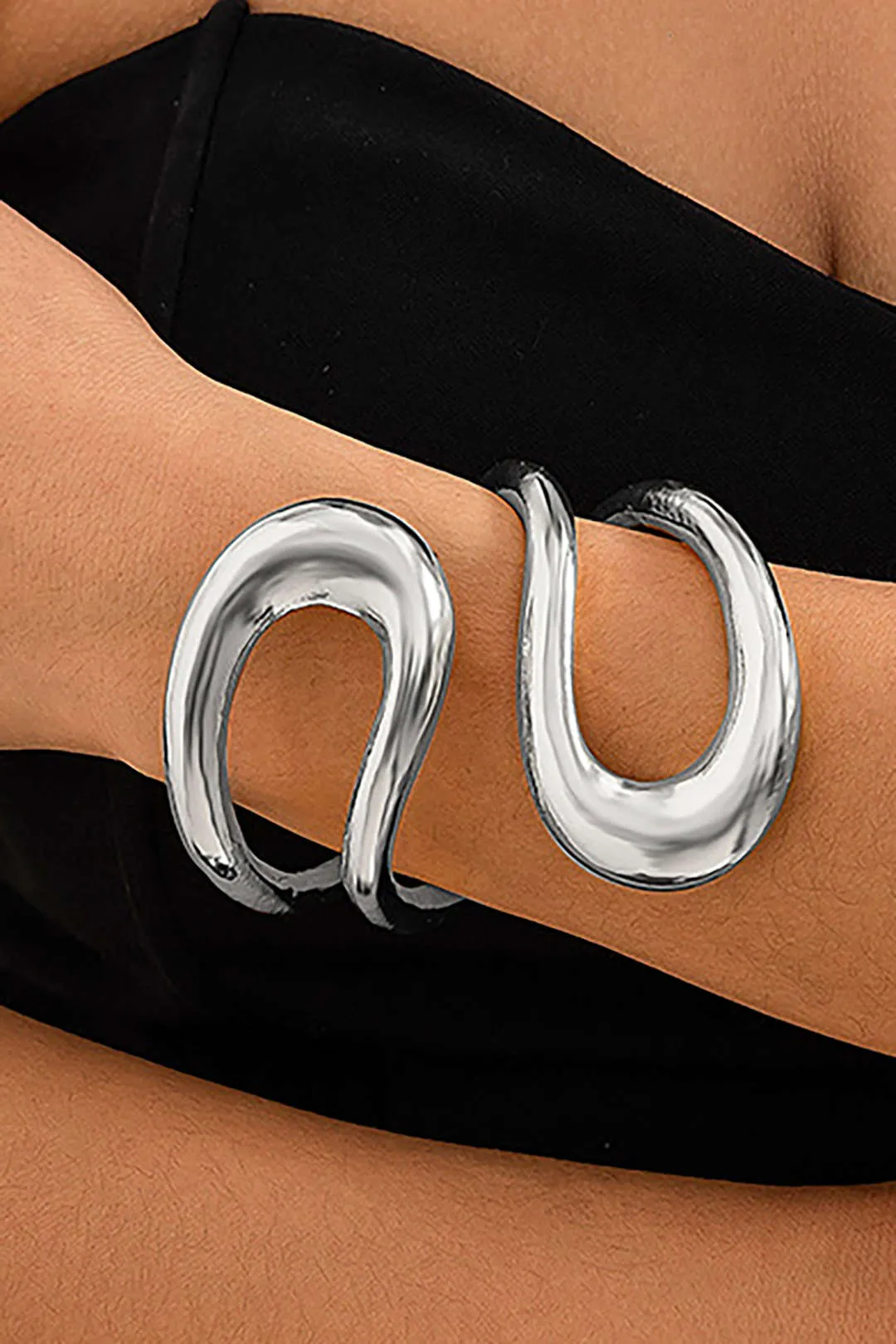 Cut-Out Asymmetrical Bracelet – Gold, Silver, and Two-Tone