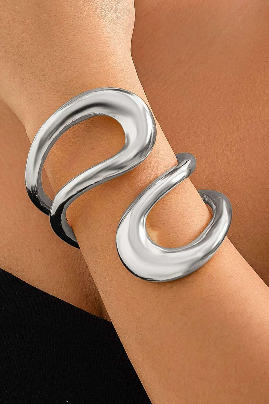 Cut-Out Asymmetrical Bracelet – Gold, Silver, and Two-Tone