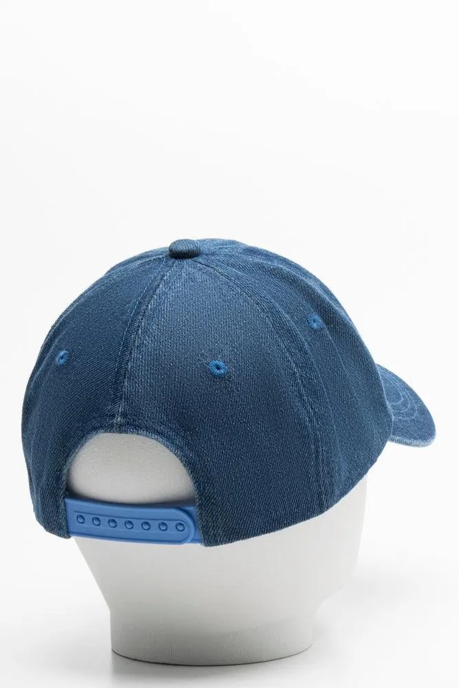 Denim Flower Peak Cap Blue