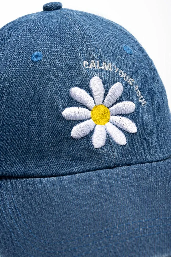 Denim Flower Peak Cap Blue